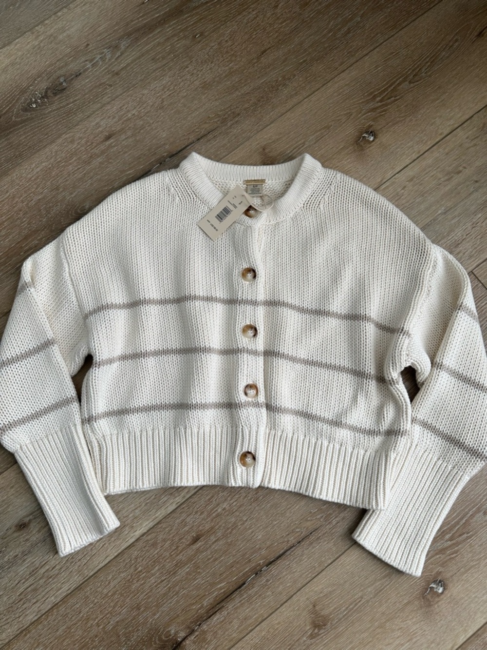 NWT Magaschoni Cream/Oat Stripe Sweater Small